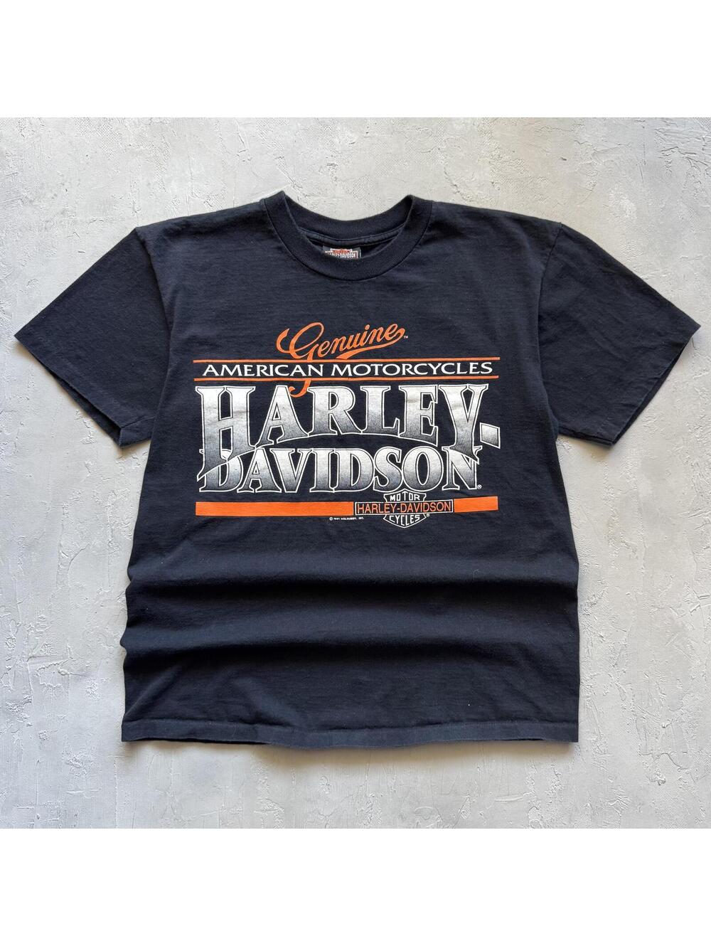 Vintage 1990s Harley Davidson Faded Black Spokane Single Stitch T Shirt
